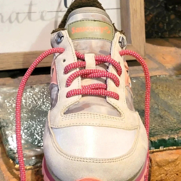 Saucony Jazz Triple Retro Mountain Pink/Green/ Camo Wmns  12 - Picture 3 of 10